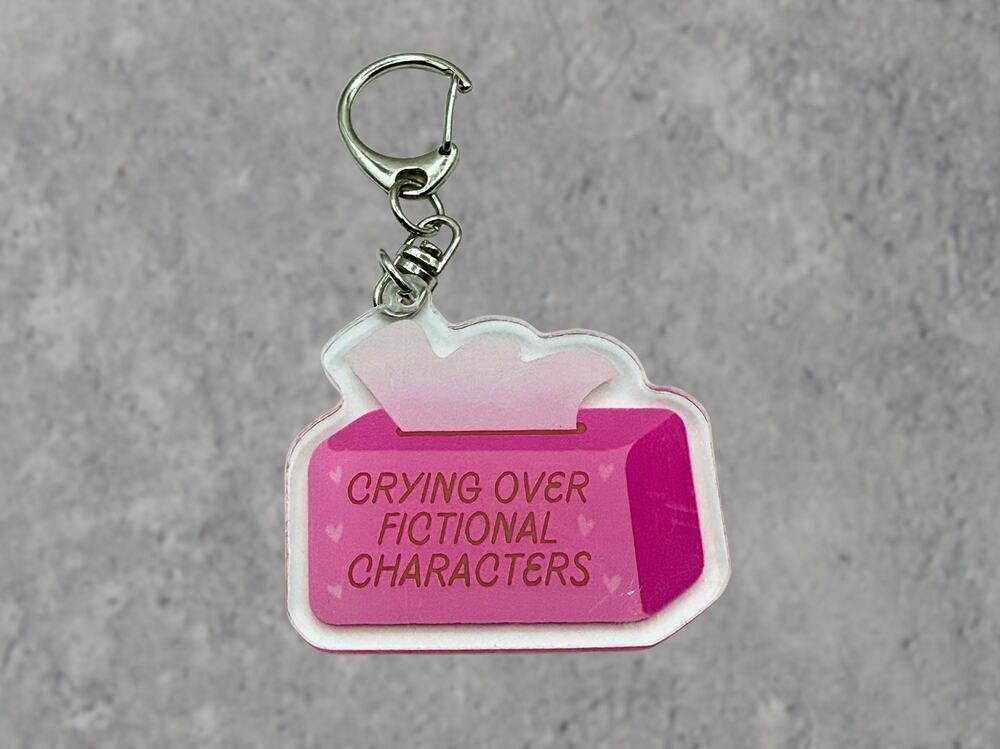 ⭐PICK 3/$15 Crying Over Fictional Characters Keychain, Bookish Acrylic Keyring